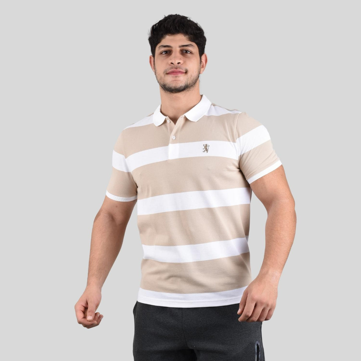 Men's Cotton Blend Stripe Short Sleeve Polo