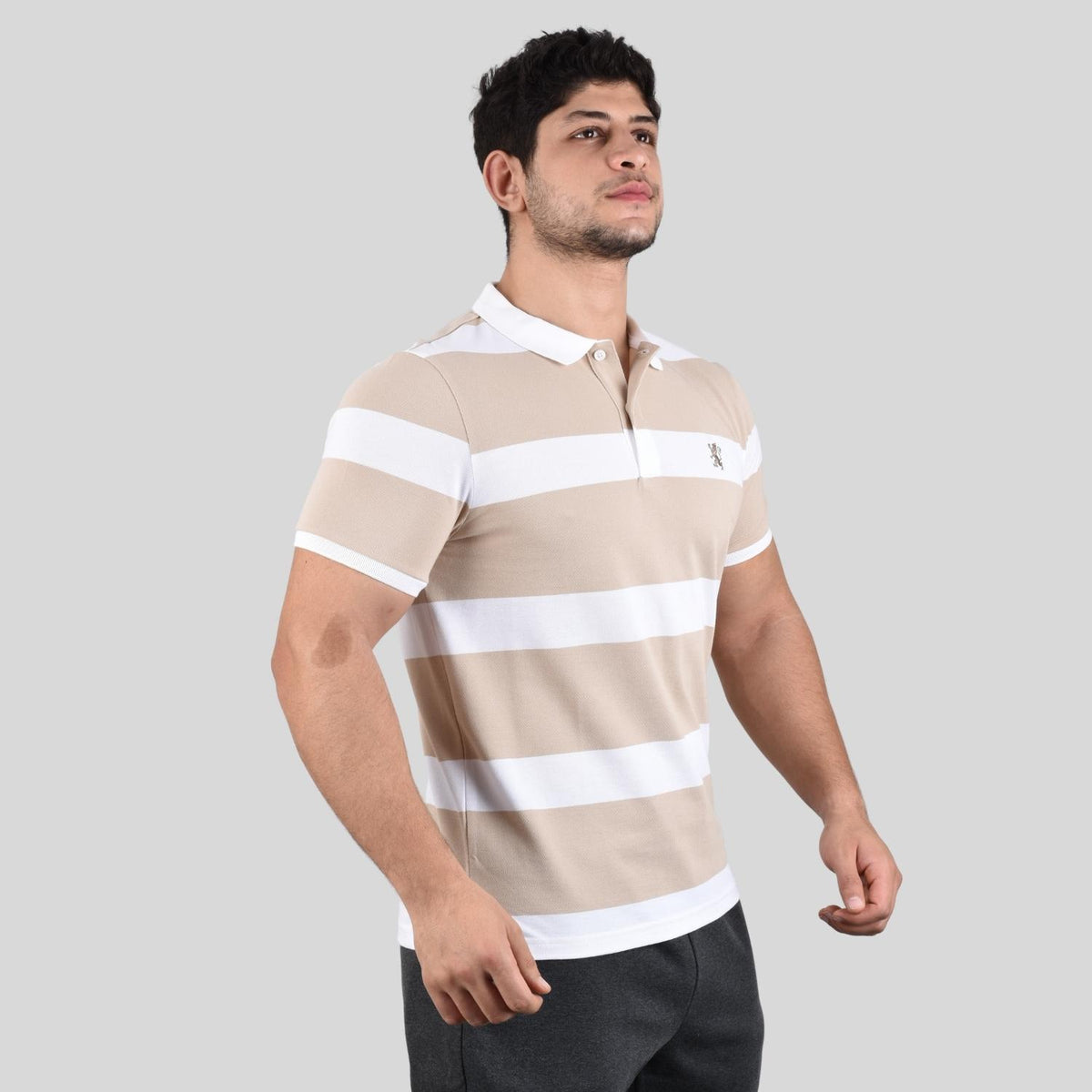 Men's Cotton Blend Stripe Short Sleeve Polo