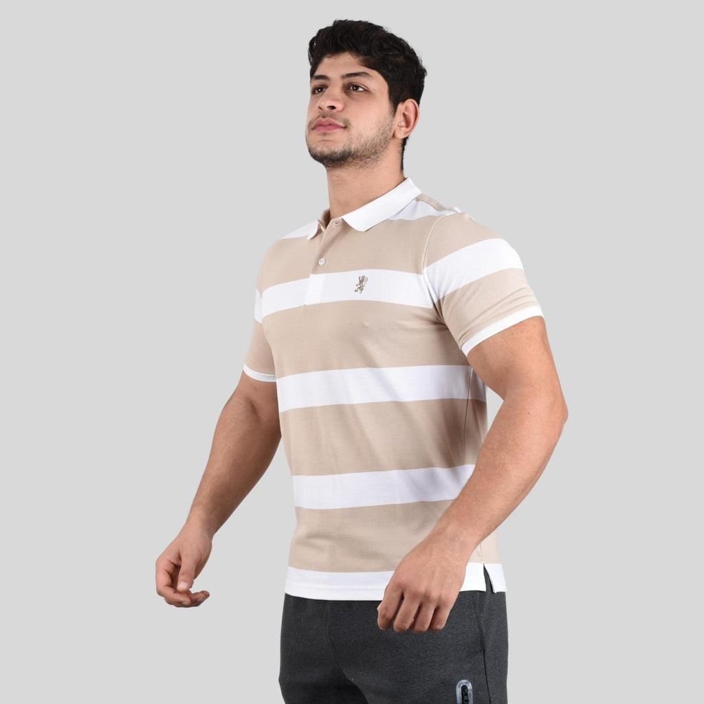 Men's Cotton Blend Stripe Short Sleeve Polo