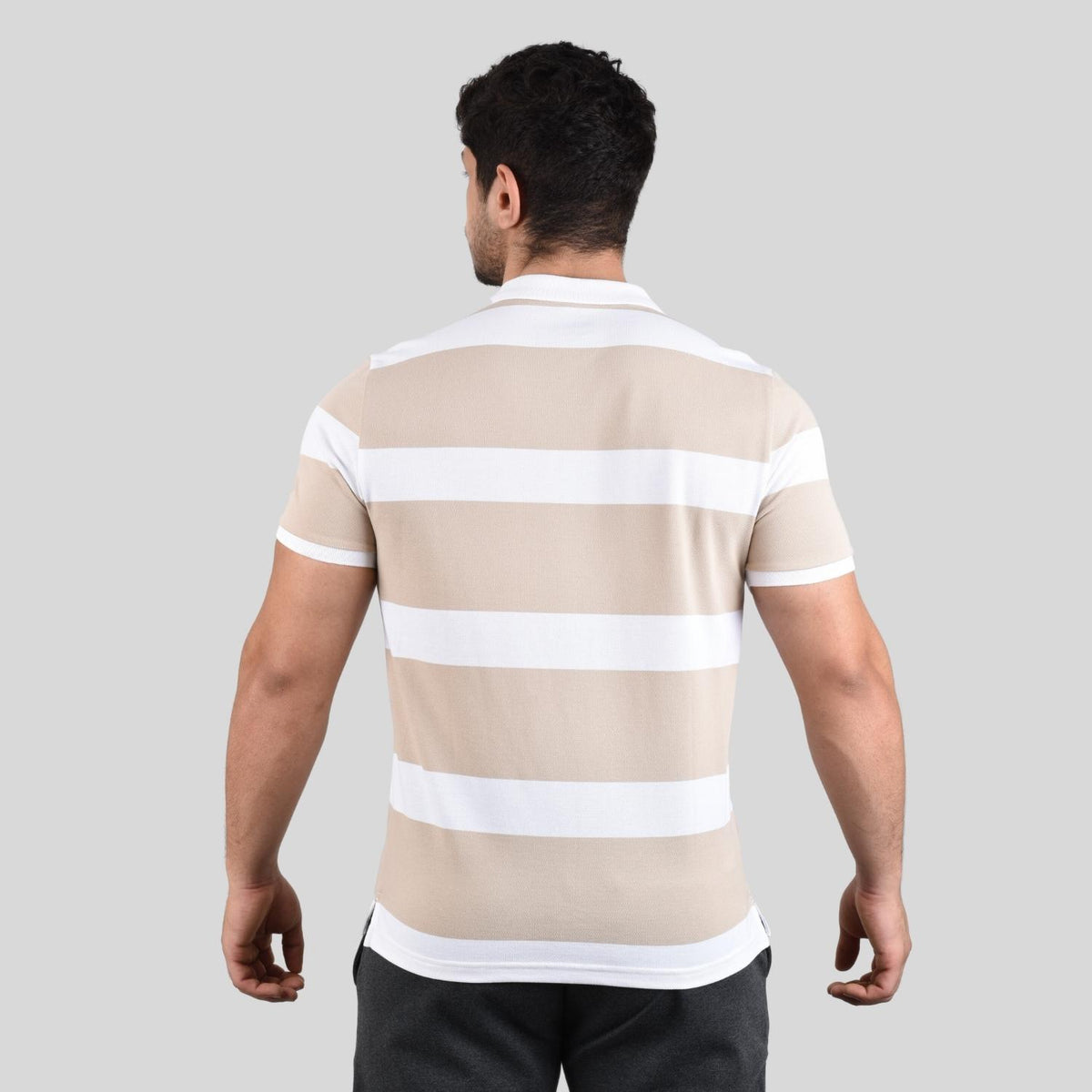 Men's Cotton Blend Stripe Short Sleeve Polo