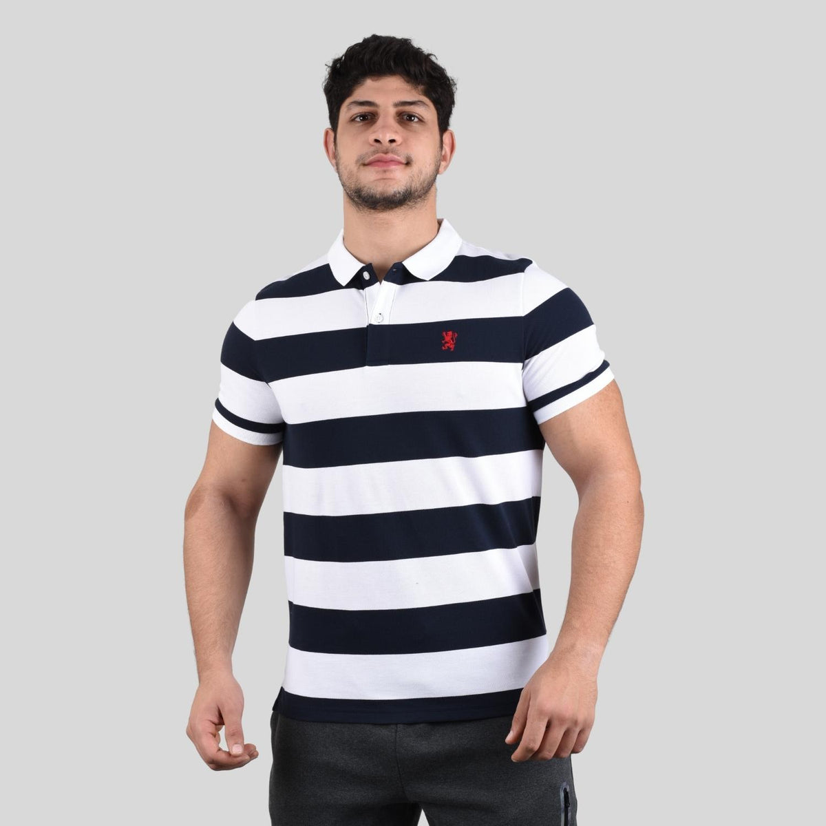 Men's Cotton Blend Stripe Short Sleeve Polo