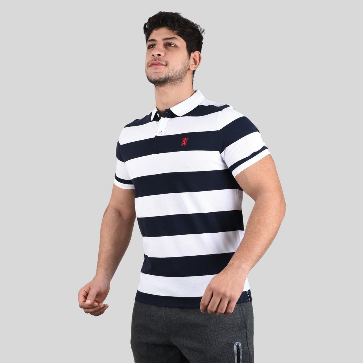 Men's Cotton Blend Stripe Short Sleeve Polo