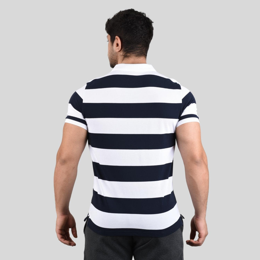 Men's Cotton Blend Stripe Short Sleeve Polo