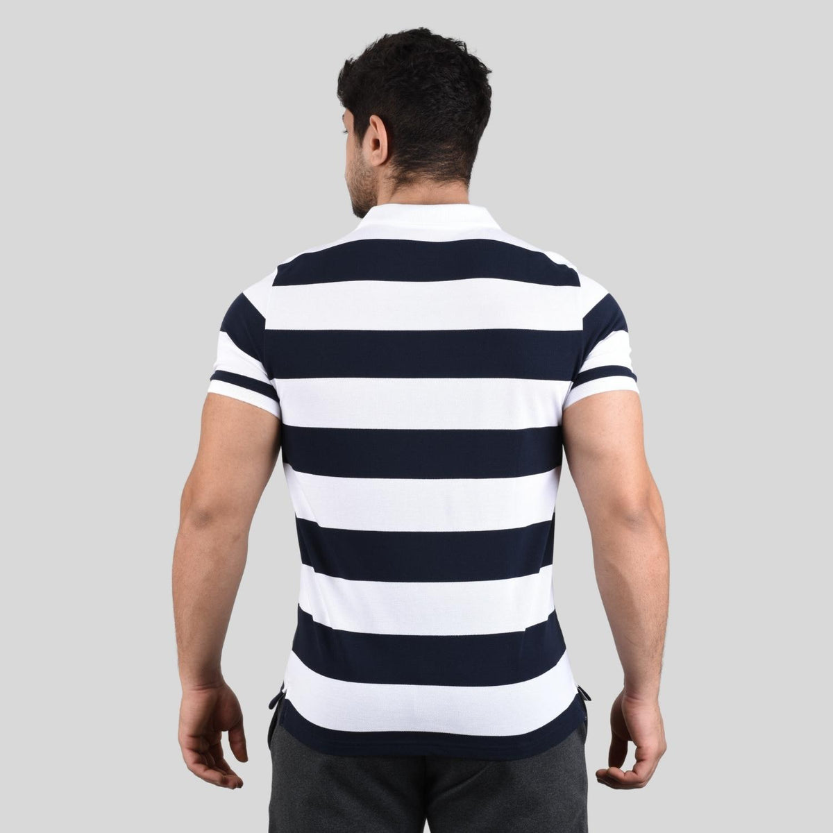 Men's Cotton Blend Stripe Short Sleeve Polo