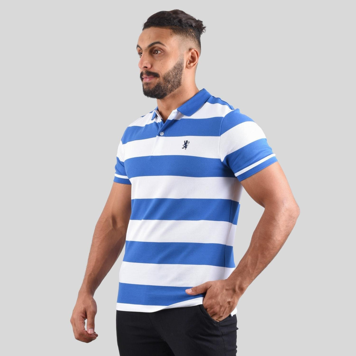 Men's Cotton Blend Stripe Short Sleeve Polo