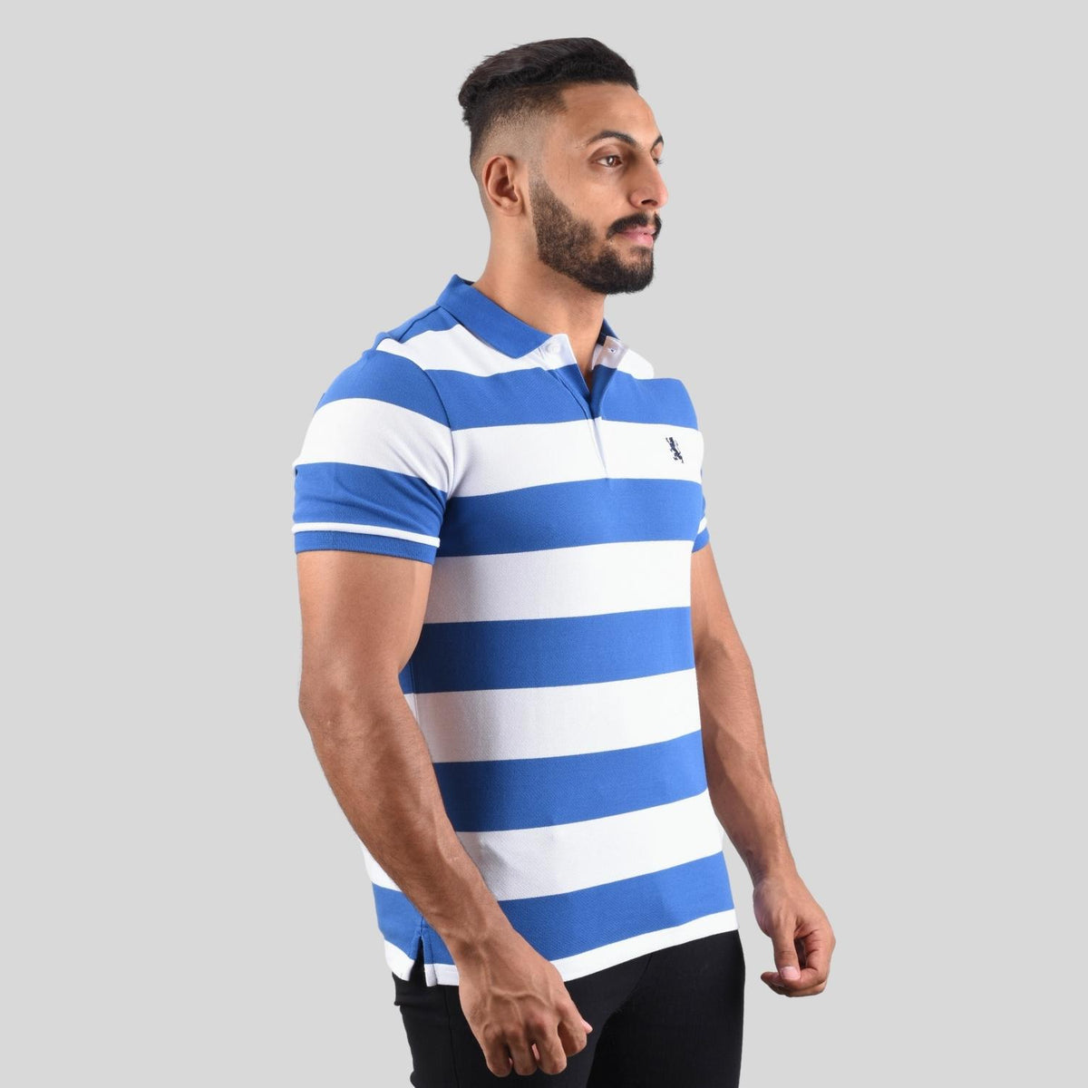 Men's Cotton Blend Stripe Short Sleeve Polo