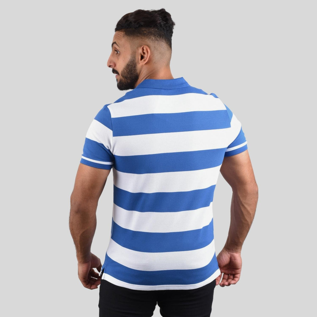 Men's Cotton Blend Stripe Short Sleeve Polo