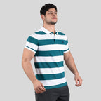 Men's Cotton Blend Stripe Short Sleeve Polo