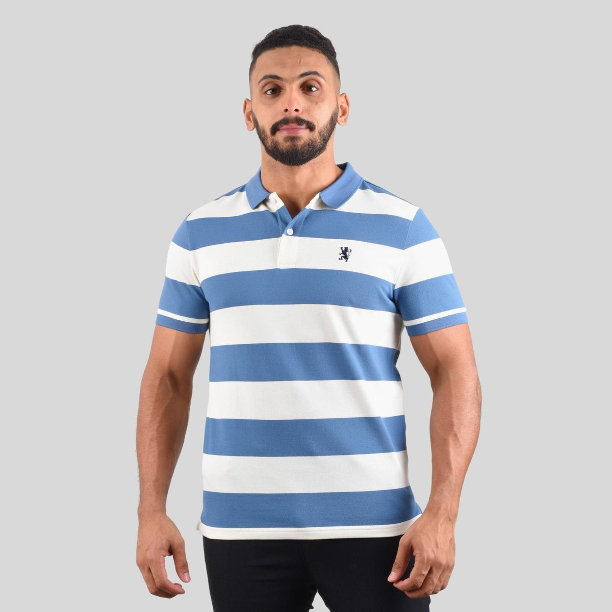Men's Cotton Blend Stripe Short Sleeve Polo