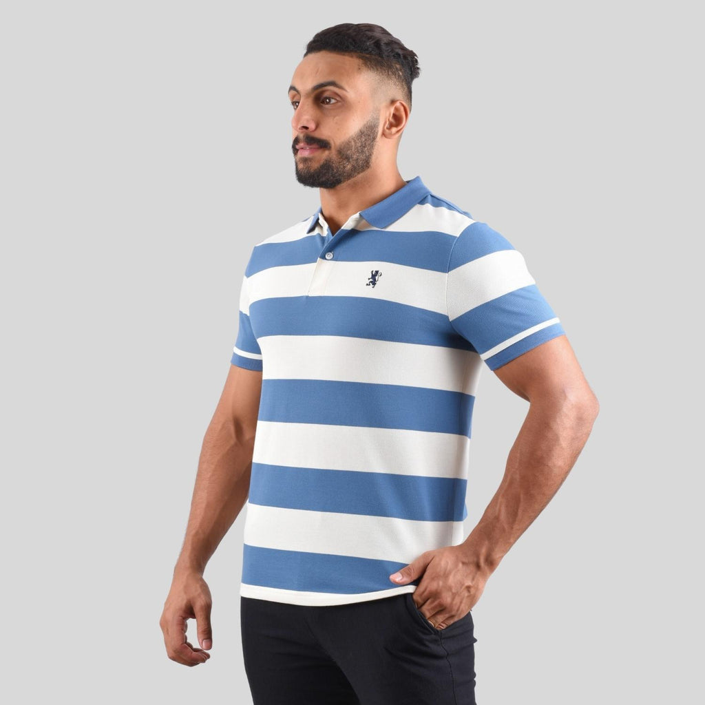 Men's Cotton Blend Stripe Short Sleeve Polo