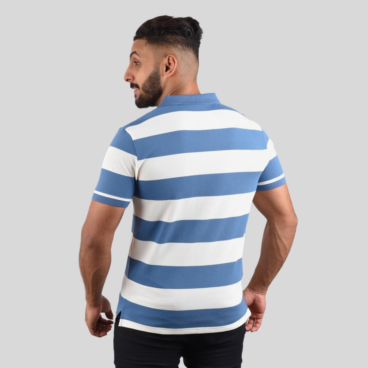 Men's Cotton Blend Stripe Short Sleeve Polo