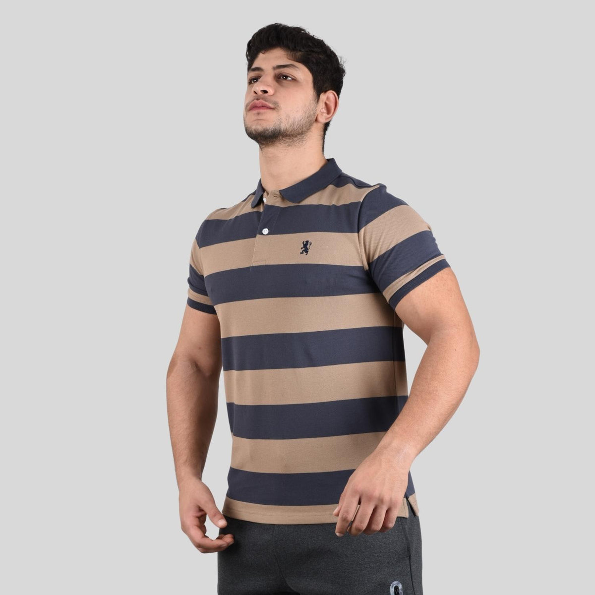 Men's Cotton Blend Stripe Short Sleeve Polo