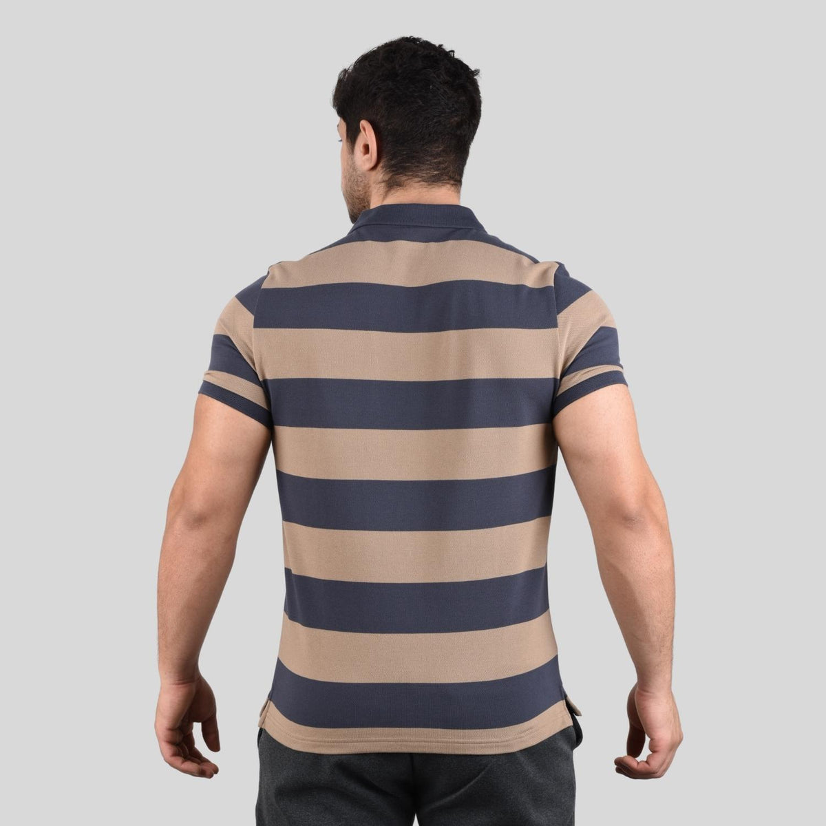 Men's Cotton Blend Stripe Short Sleeve Polo