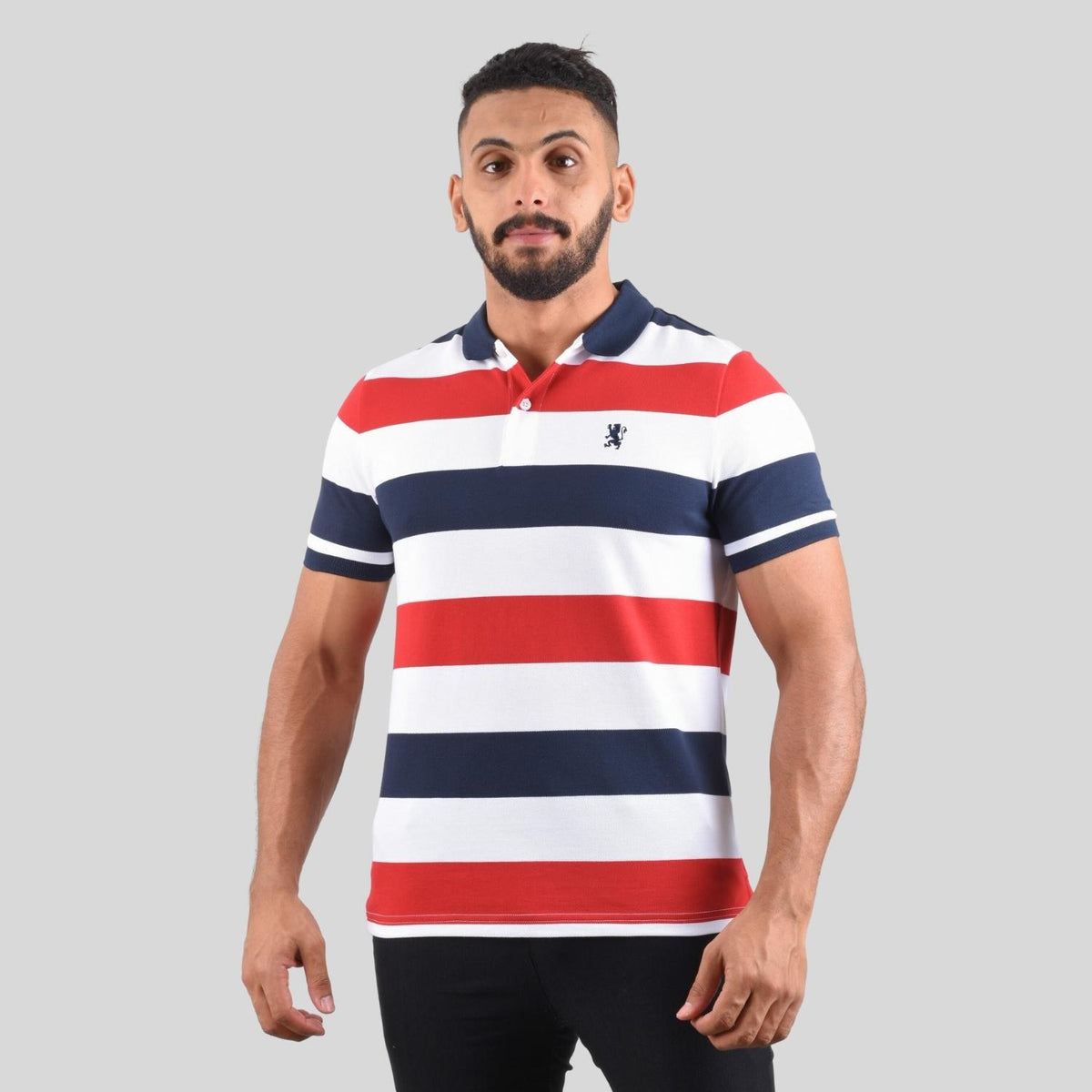 Men's Cotton Blend Stripe Short Sleeve Polo