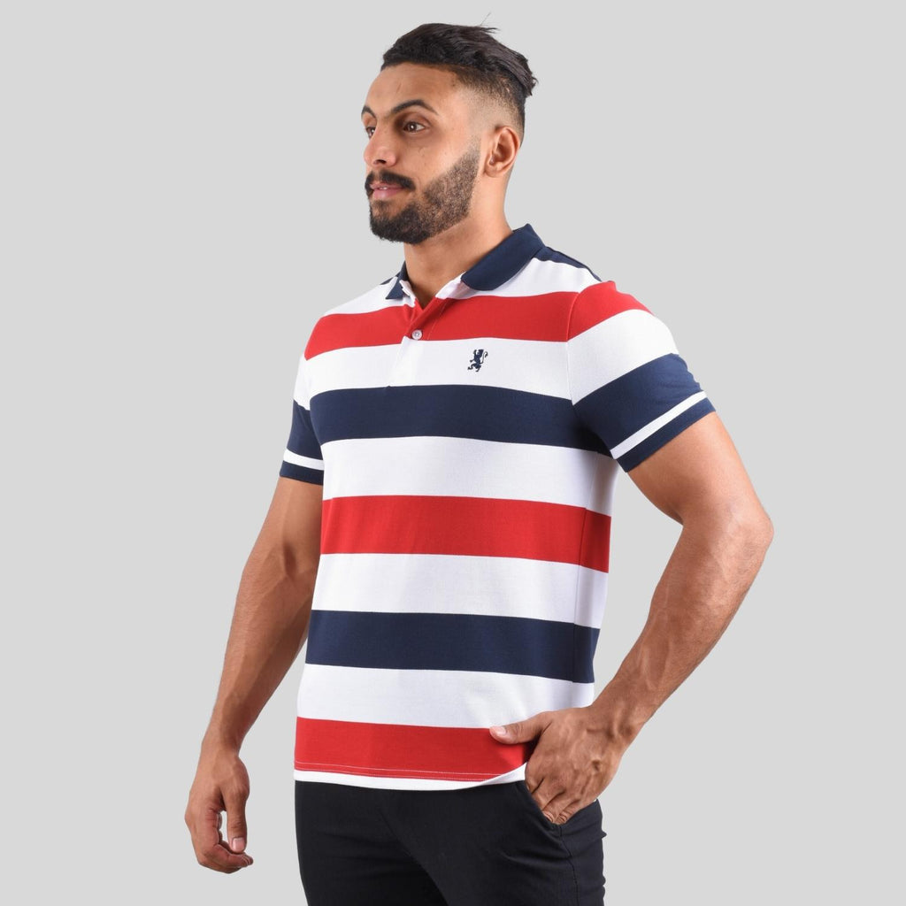 Men's Cotton Blend Stripe Short Sleeve Polo