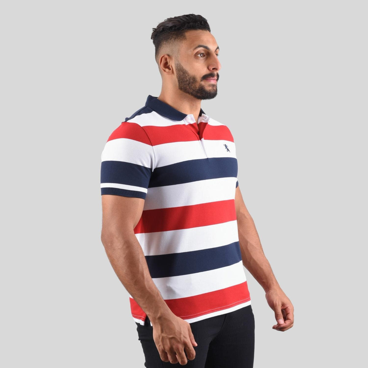 Men's Cotton Blend Stripe Short Sleeve Polo