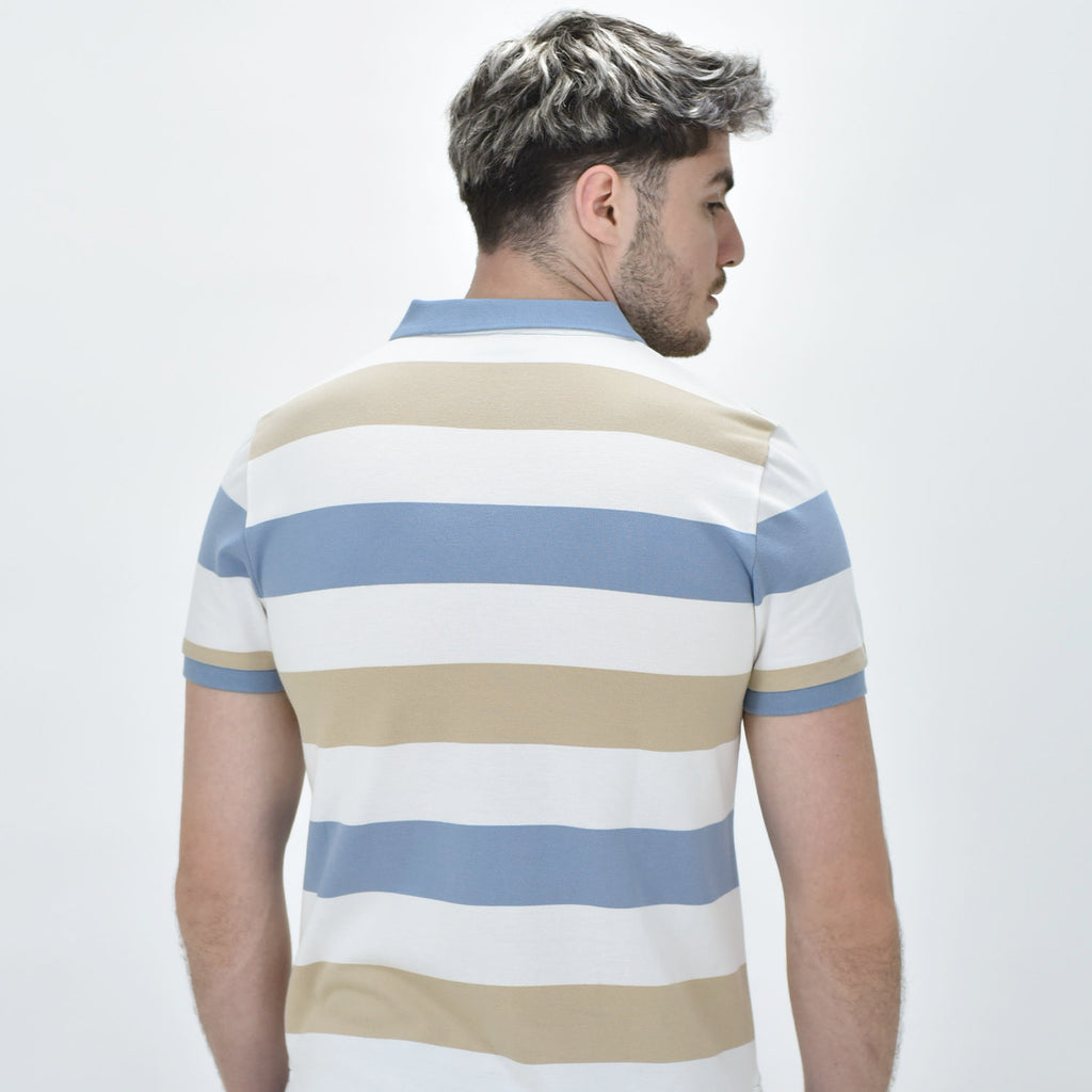 Men's Cotton Blend Stripe Short Sleeve Polo