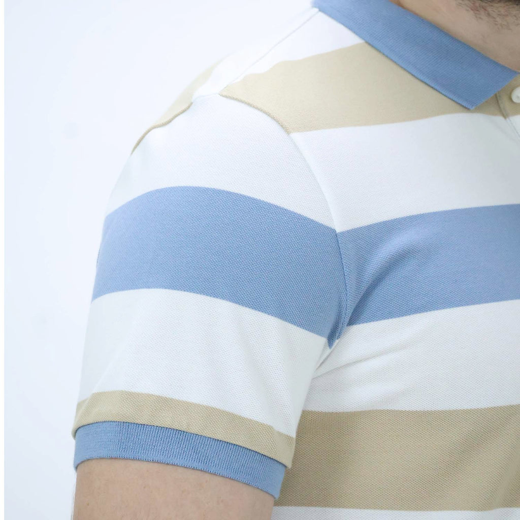Men's Cotton Blend Stripe Short Sleeve Polo