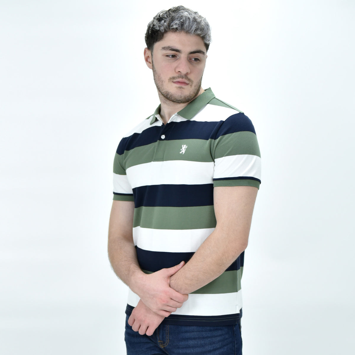 Men's Cotton Blend Stripe Short Sleeve Polo