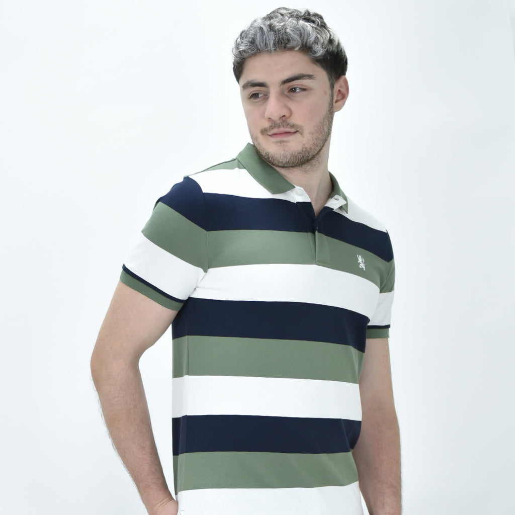 Men's Cotton Blend Stripe Short Sleeve Polo