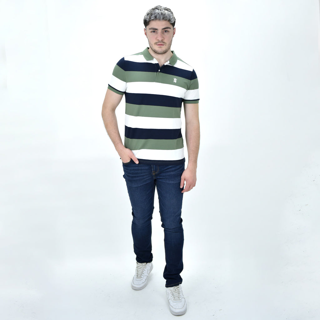 Men's Cotton Blend Stripe Short Sleeve Polo