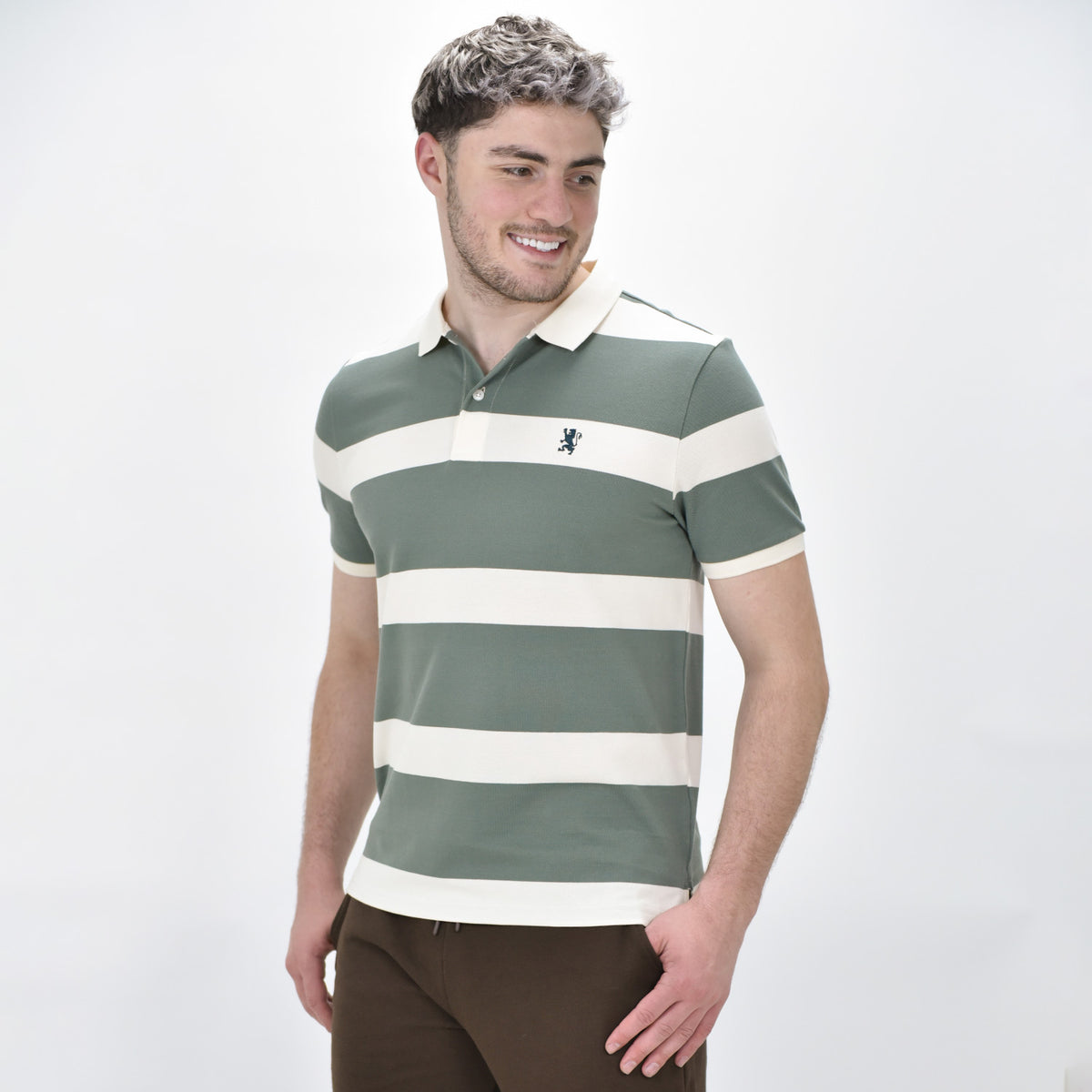 Men's Cotton Blend Stripe Short Sleeve Polo