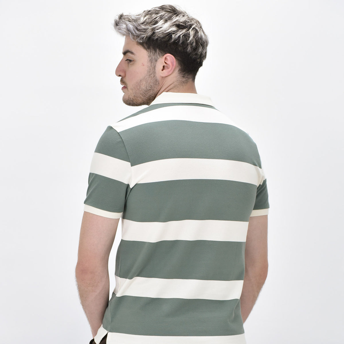 Men's Cotton Blend Stripe Short Sleeve Polo
