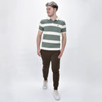 Men's Cotton Blend Stripe Short Sleeve Polo