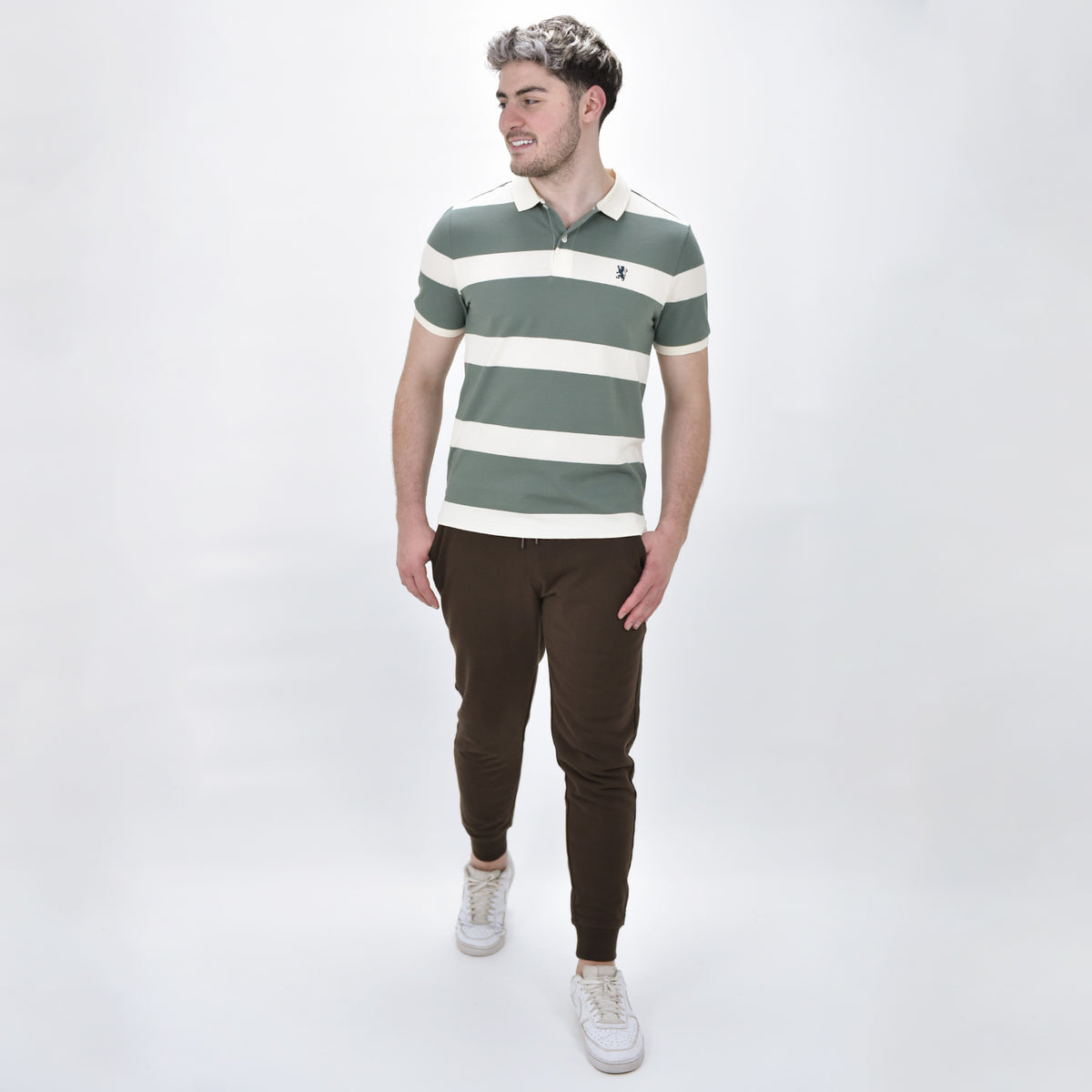 Men's Cotton Blend Stripe Short Sleeve Polo