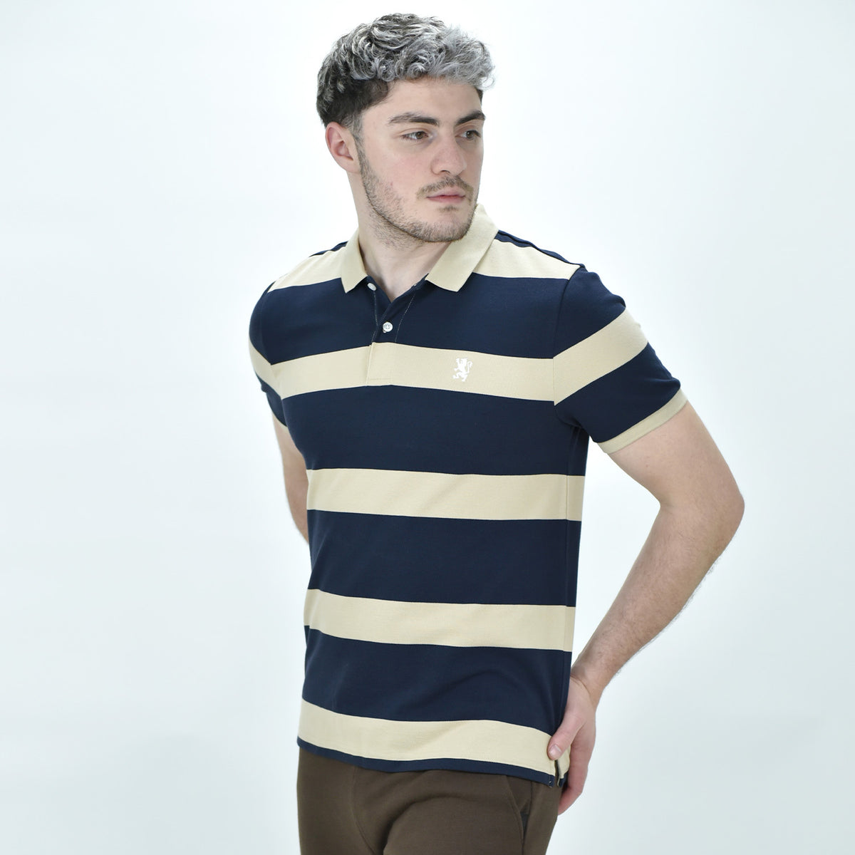 Men's Cotton Blend Stripe Short Sleeve Polo