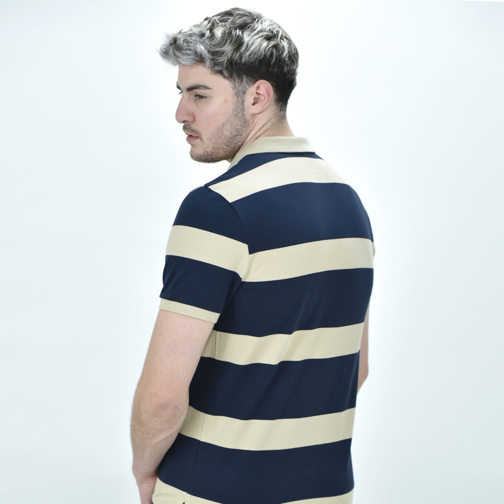 Men's Cotton Blend Stripe Short Sleeve Polo