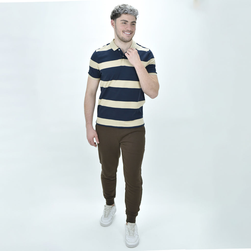 Men's Cotton Blend Stripe Short Sleeve Polo