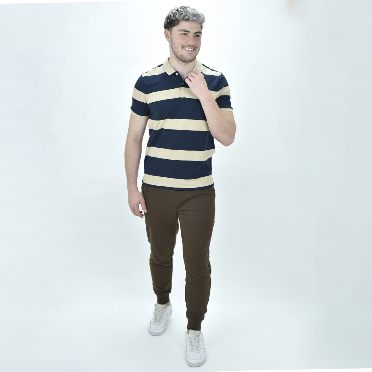 Men's Cotton Blend Stripe Short Sleeve Polo