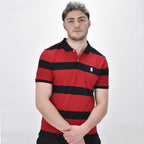 Men's Cotton Blend Stripe Short Sleeve Polo
