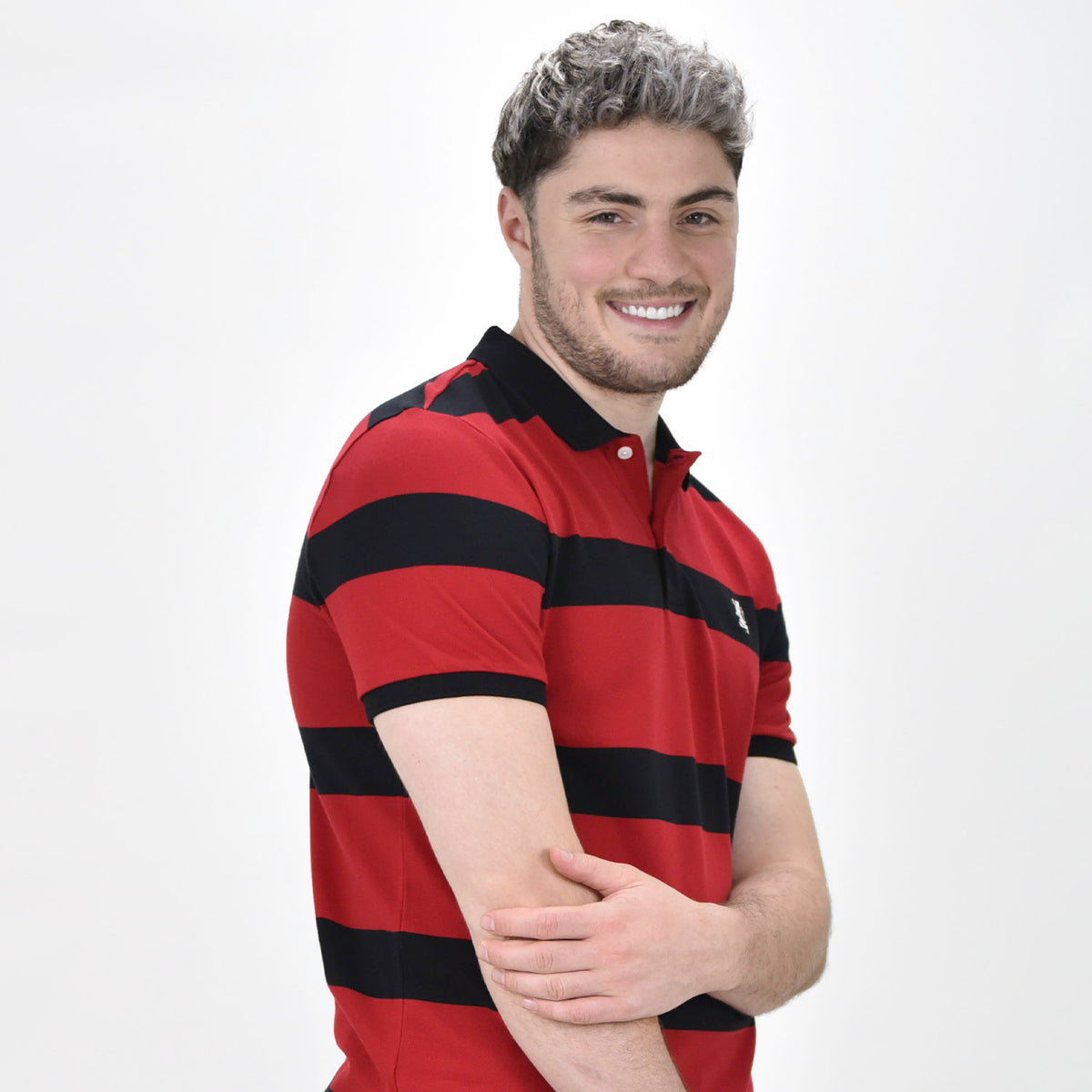 Men's Cotton Blend Stripe Short Sleeve Polo