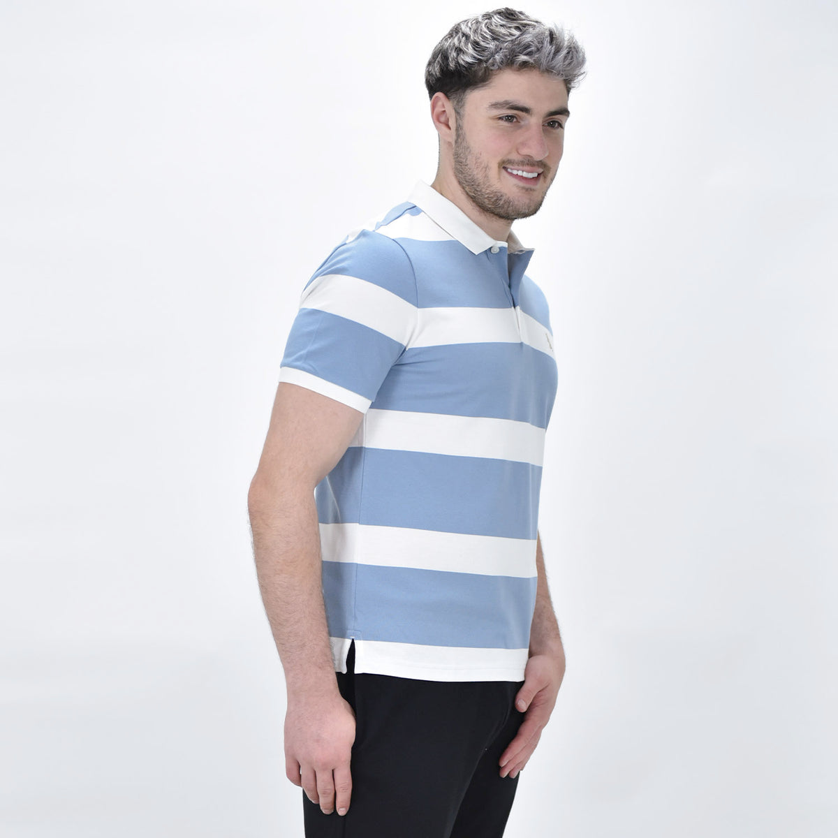 Men's Cotton Blend Stripe Short Sleeve Polo