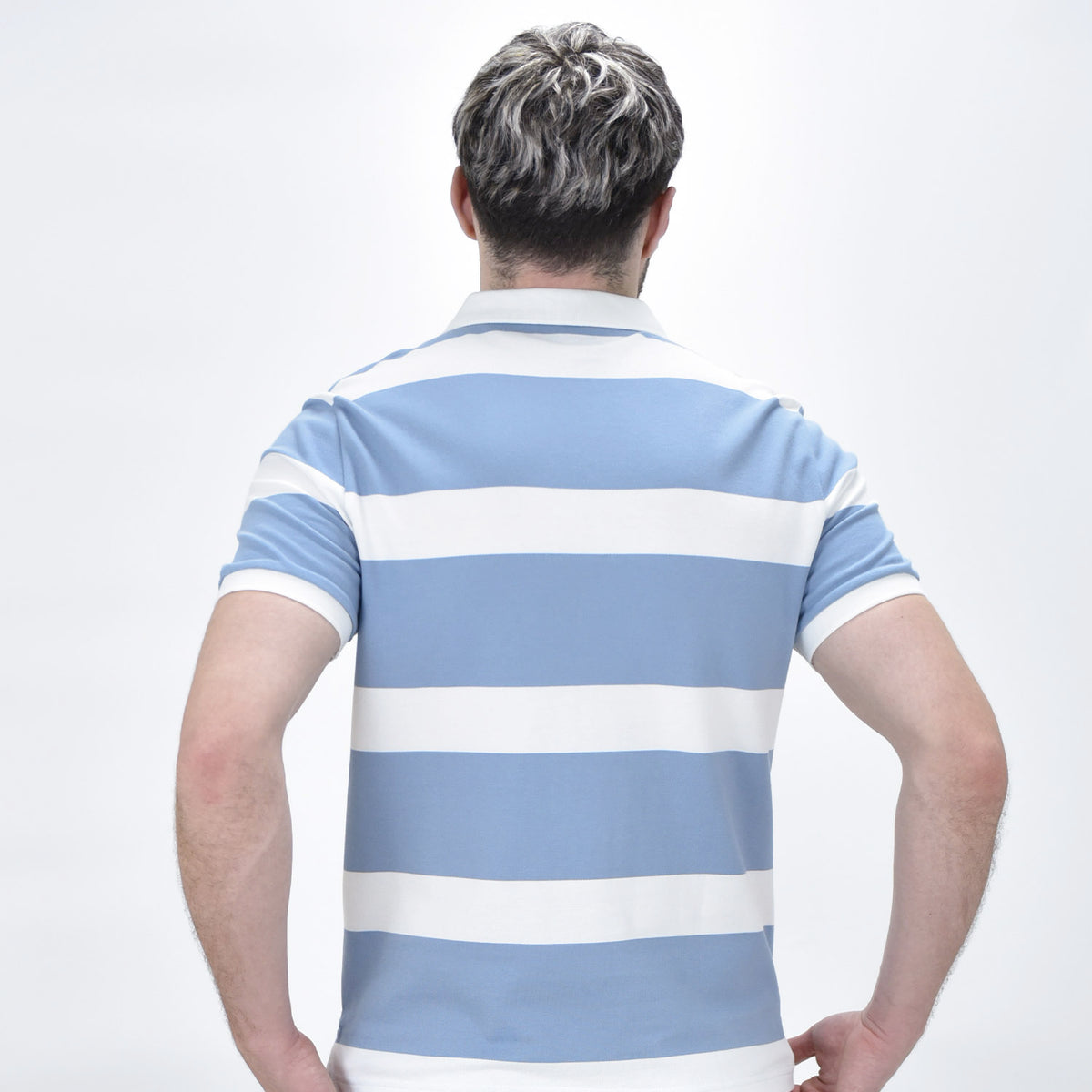 Men's Cotton Blend Stripe Short Sleeve Polo