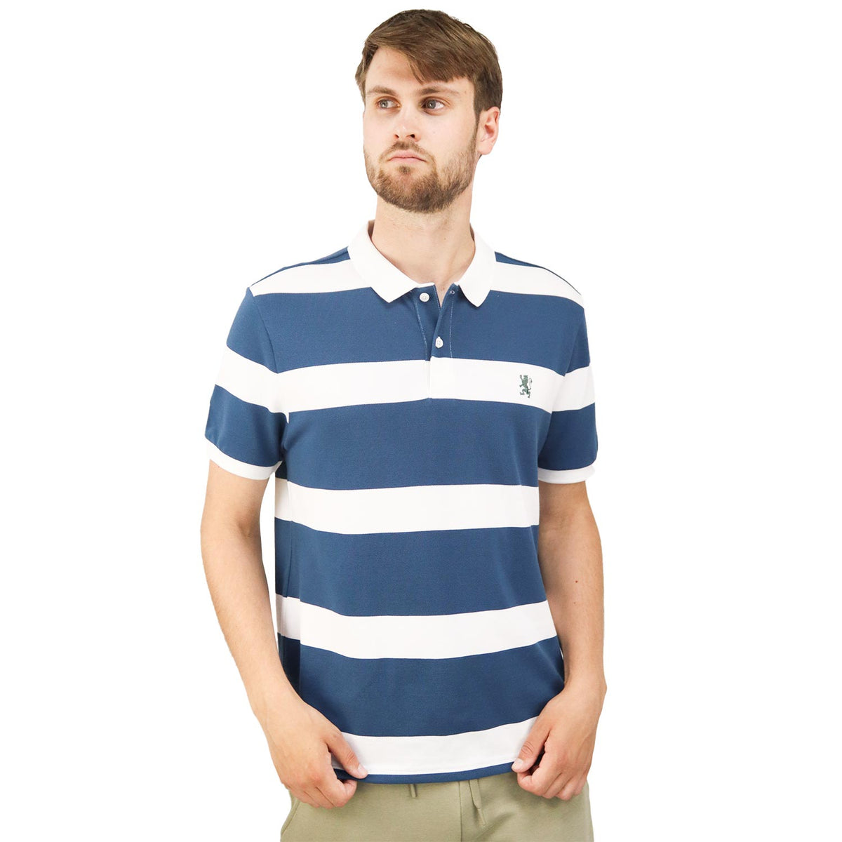 Men's Cotton Blend Stripe Short Sleeve Polo