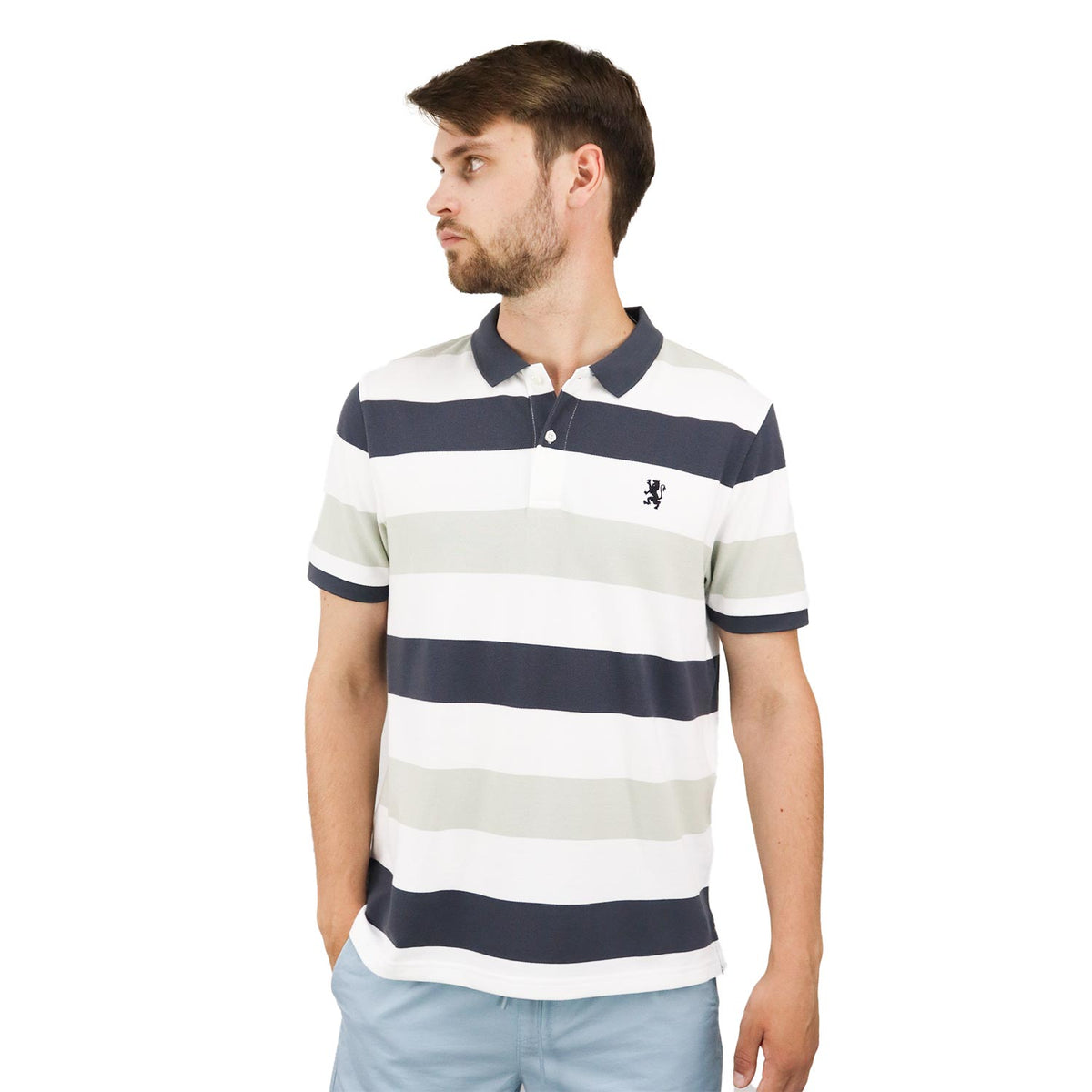 Men's Cotton Blend Stripe Short Sleeve Polo