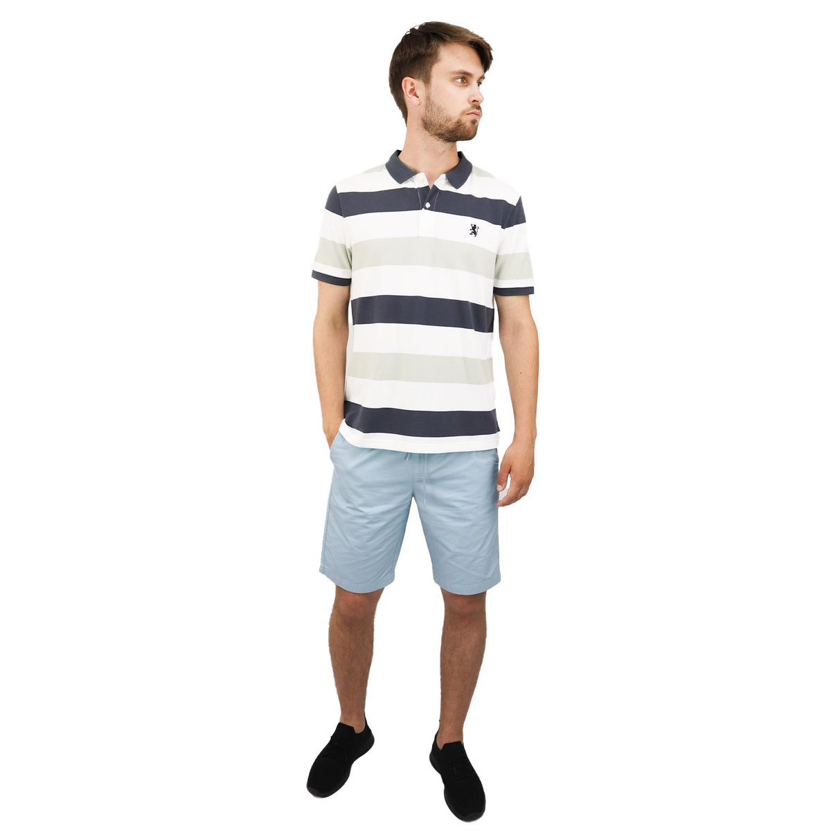 Men's Cotton Blend Stripe Short Sleeve Polo