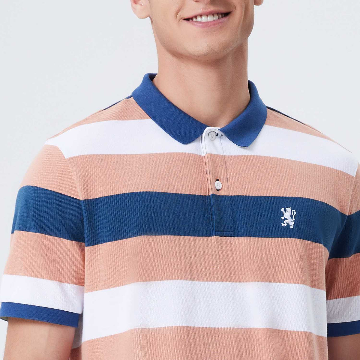 Men's Cotton Blend Stripe Short Sleeve Polo