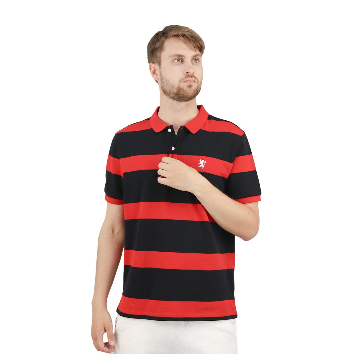 Men's Cotton Blend Stripe Short Sleeve Polo