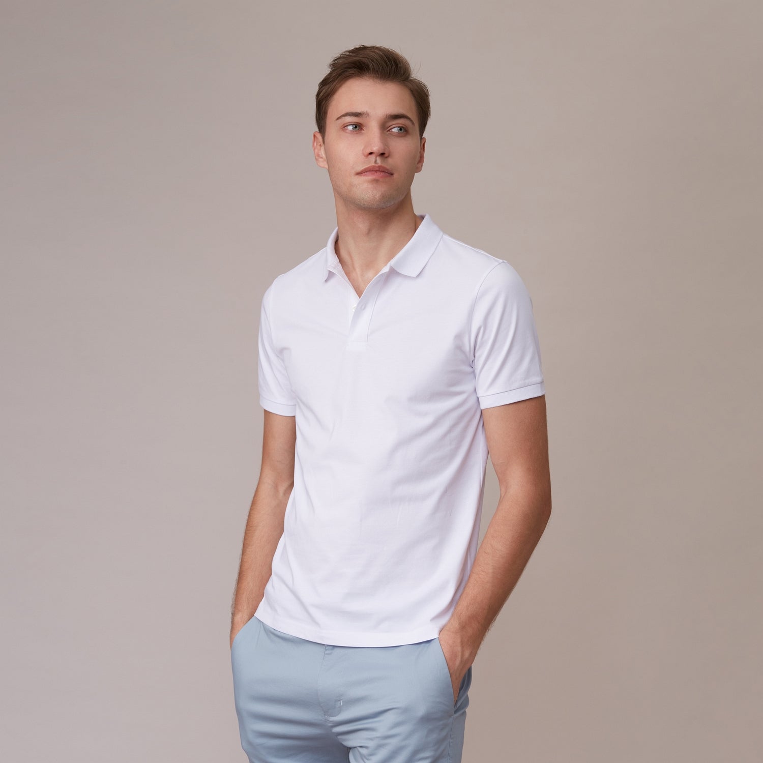 Giordano Men's G-Motion Solid Polo-White