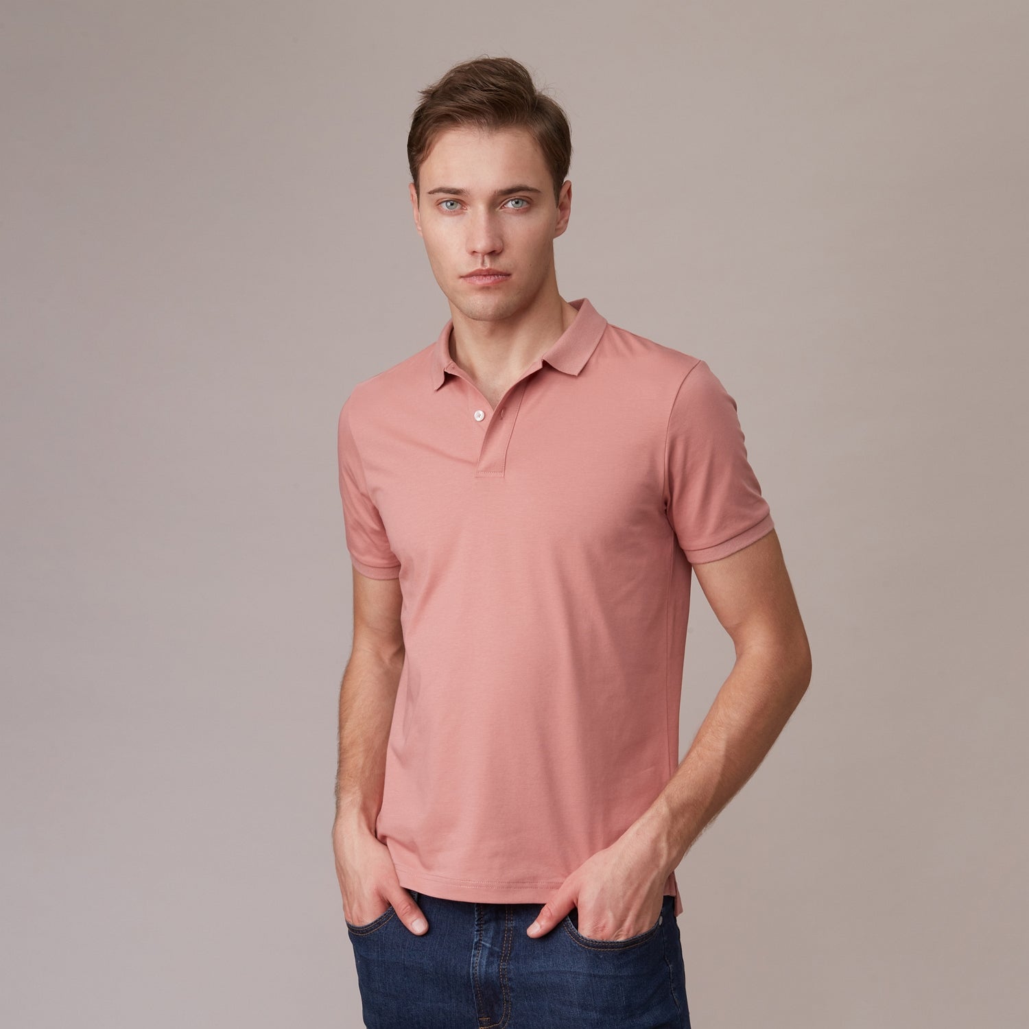 Giordano Men's G-Motion Solid Polo-Pink
