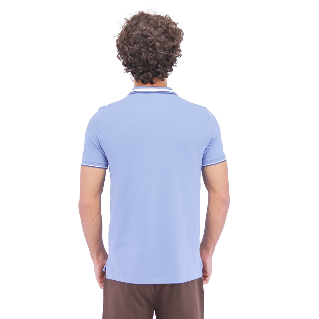 قميص بولو رجالي من القطن بقصّة Slim Fit مع تطريز على شكل قارب شراعي