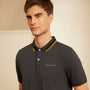 Giordano Men's Slim Fit Cotton Polo Shirt With Sailboat Embroidery-Grey