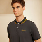 Giordano Men's Slim Fit Cotton Polo Shirt With Sailboat Embroidery-Grey