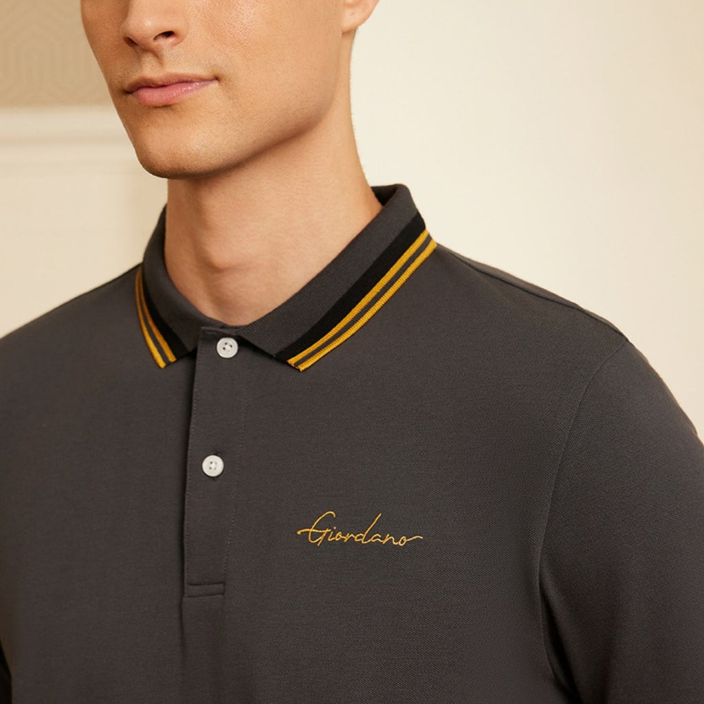 Men's Slim Fit Cotton Polo Shirt With Sailboat Embroidery