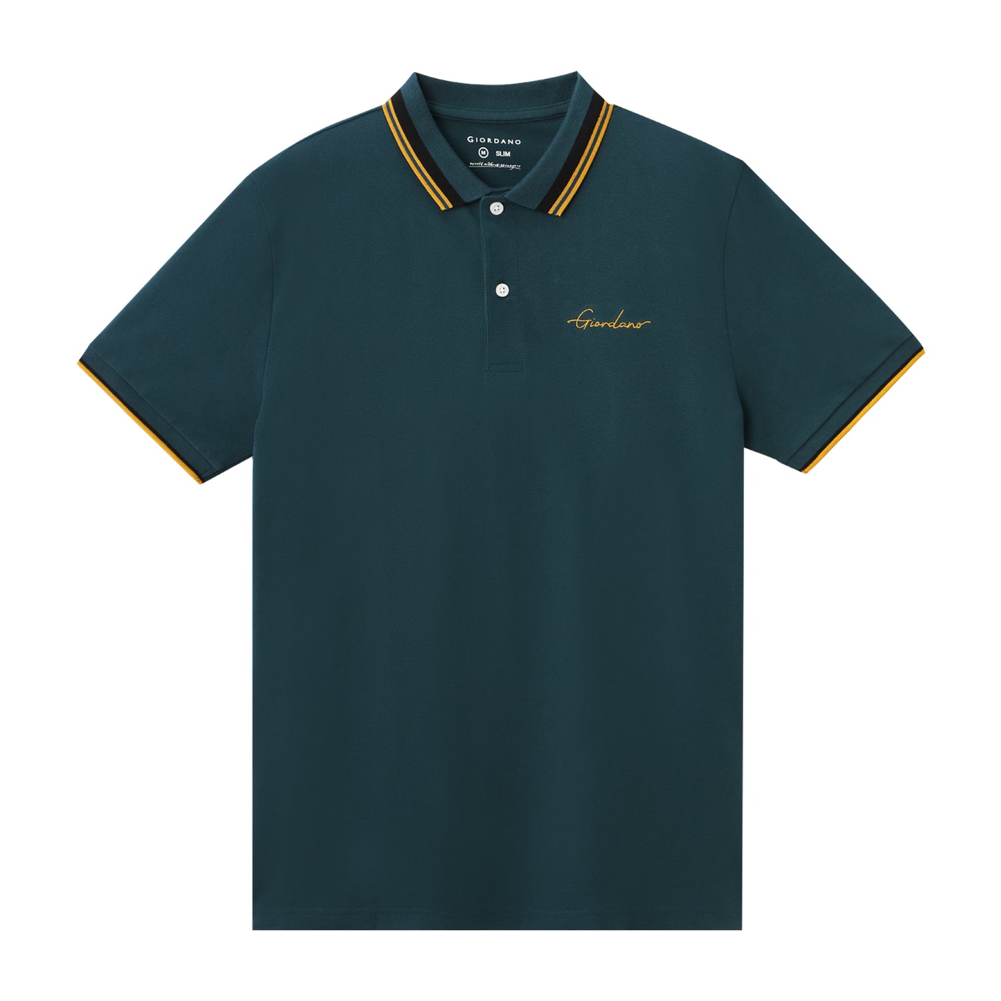 Giordano Men's Slim Fit Cotton Polo Shirt With Sailboat Embroidery-Green