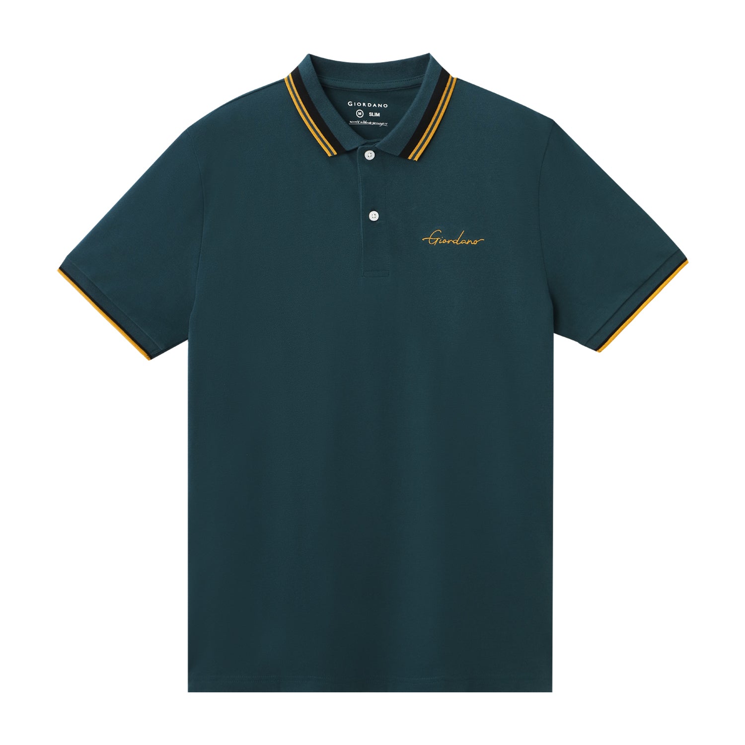 Giordano Men's Slim Fit Cotton Polo Shirt With Sailboat Embroidery-Green